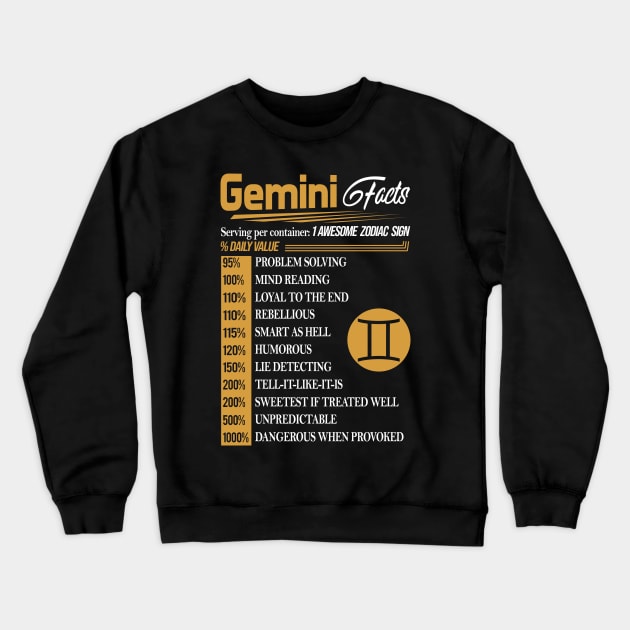 GEMINI FACTS Crewneck Sweatshirt by BTTEES